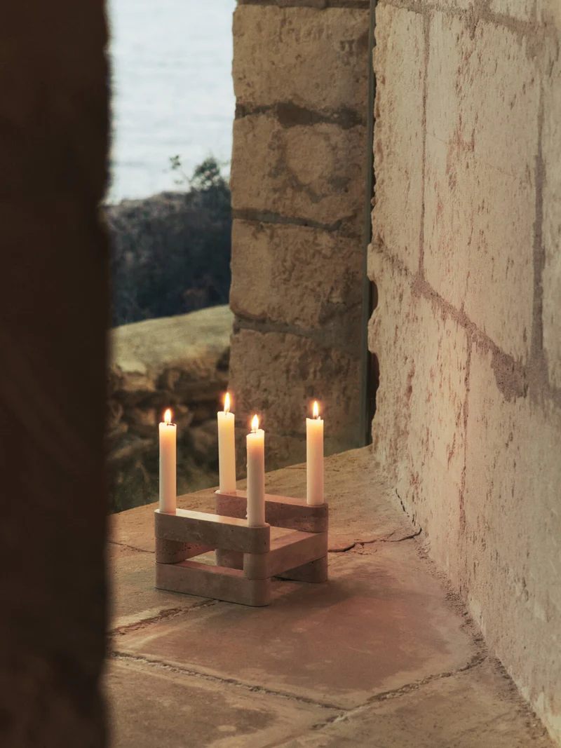 Newel Modular Candle Holder - Set of 6 - Travertine