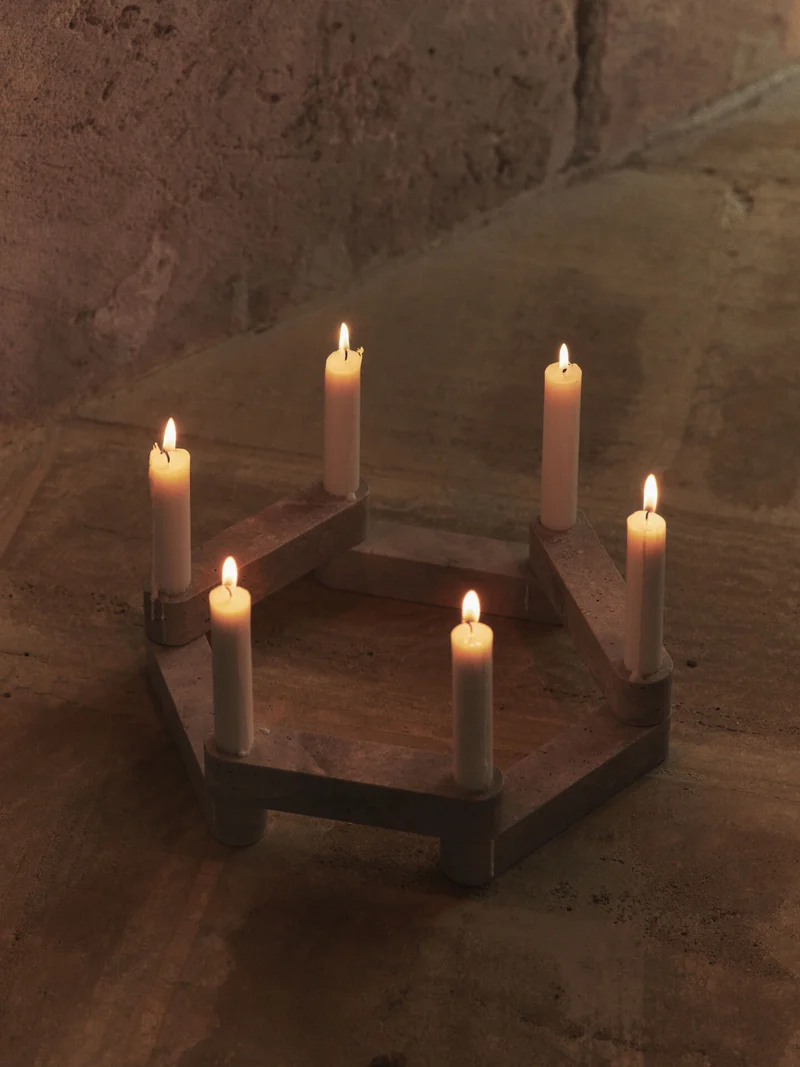 Newel Modular Candle Holder - Set of 6 - Travertine