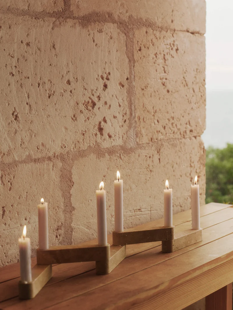 Newel Modular Candle Holder - Set of 6 - Travertine
