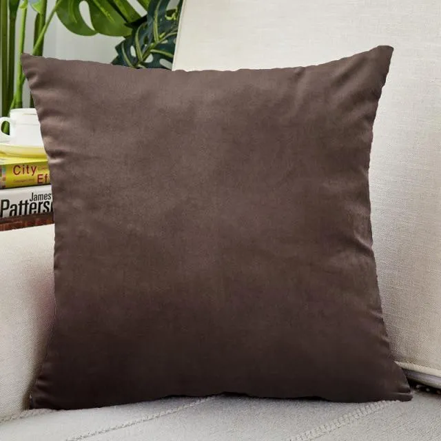 Housse de Coussin Velours 50x50cm Marron