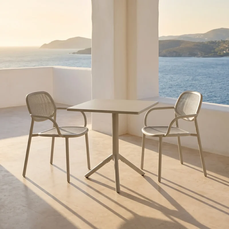 Dots - Outdoor Aluminium Chair With Arms