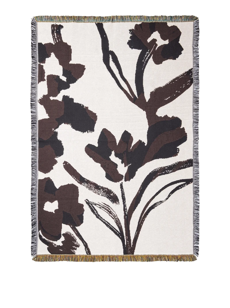 Cilla Tapestry Blanket - Off-White/Dark Grape