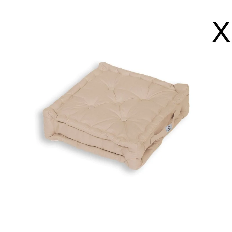 Lot de 2 Coussins de Sol XL 50x50 Beige Clair - Épais 15cm & Poignée