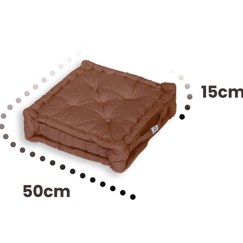 Lot de 2 Coussins de Sol XL 50x50 Rouille - Épais 15cm & Poignée