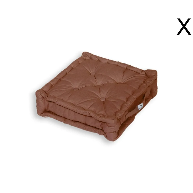 Lot de 2 Coussins de Sol XL 50x50 Rouille - Épais 15cm & Poignée