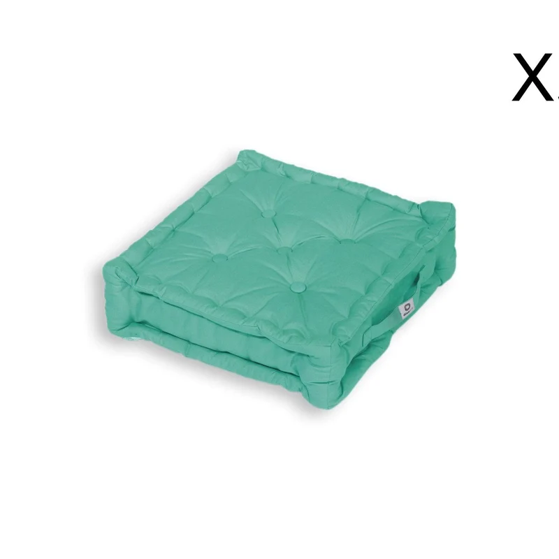 Lot de 2 Coussins de Sol XL 50x50 Bleu Caraïbes - Épais 15cm & Poignée