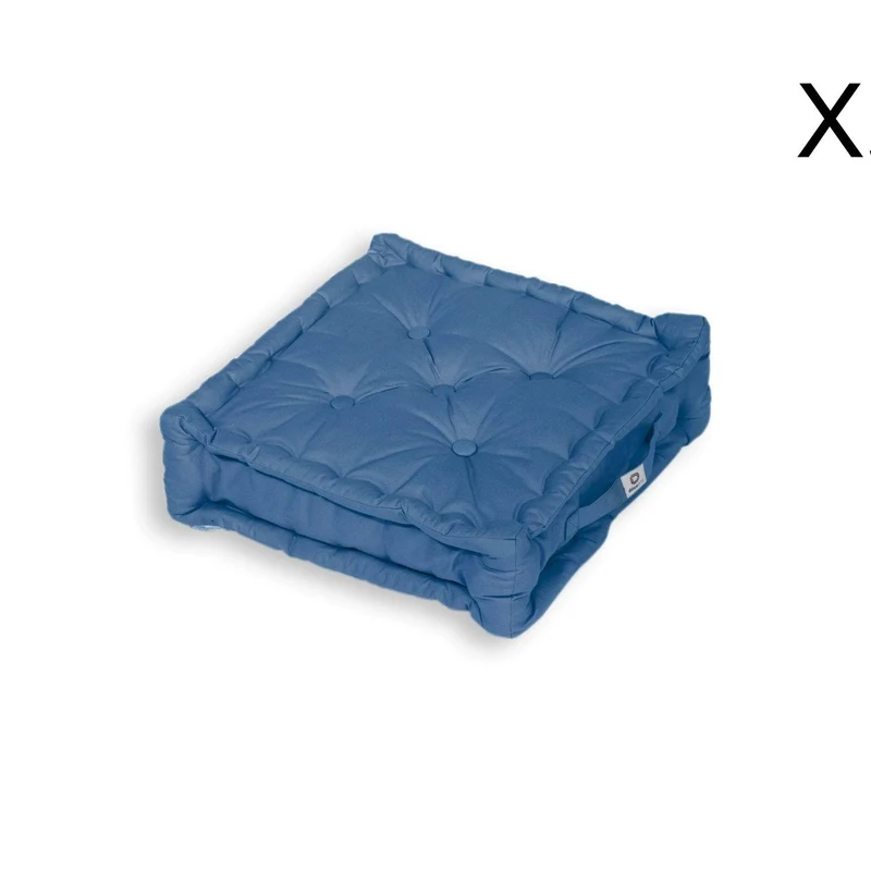 Lot de 2 Coussins de Sol XL 50x50 Bleu Pétrole - Épais 15cm & Poignée