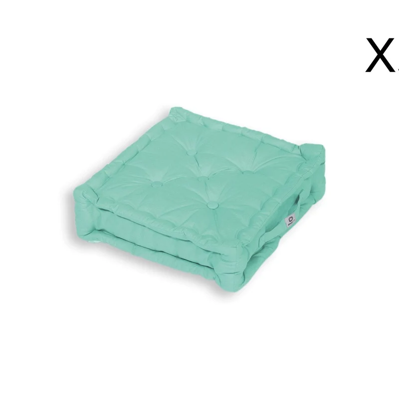 Lot de 2 Coussins de Sol XL 50x50 Vert Mint - Épais 15cm & Poignée