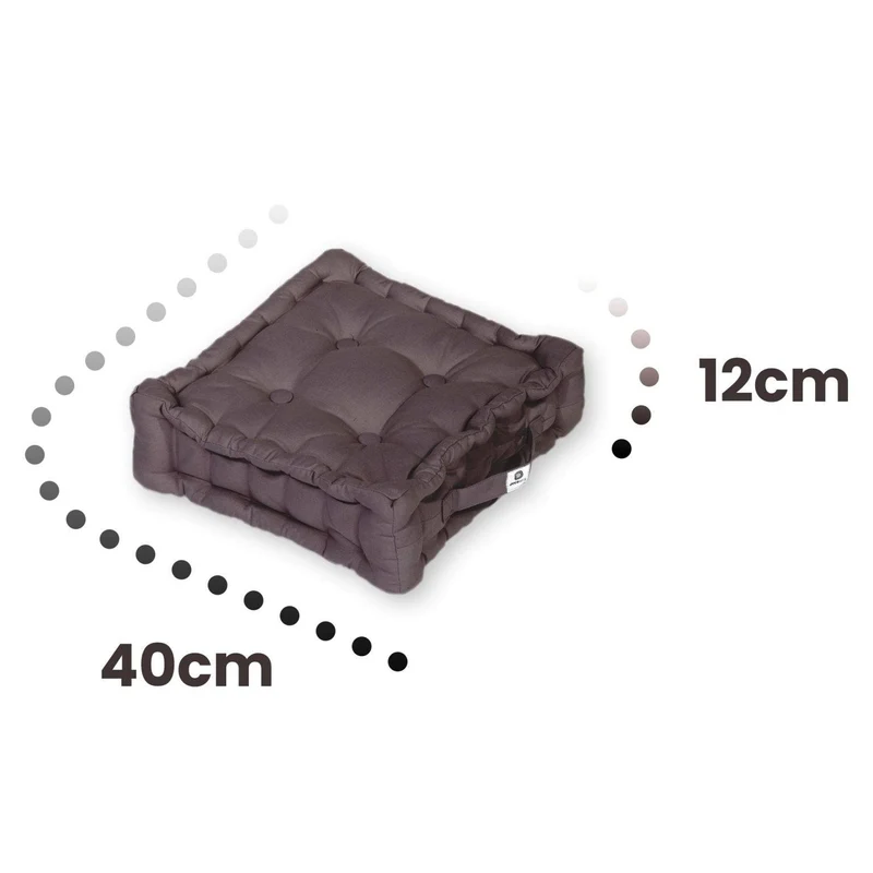 Lot de 2 Coussins de Sol 40x40 Gris Carbone - Épais 12cm & Poignée