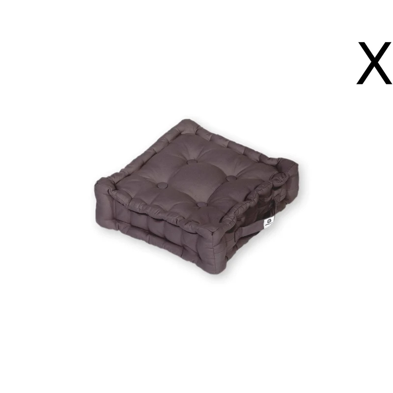 Lot de 2 Coussins de Sol 40x40 Gris Carbone - Épais 12cm & Poignée