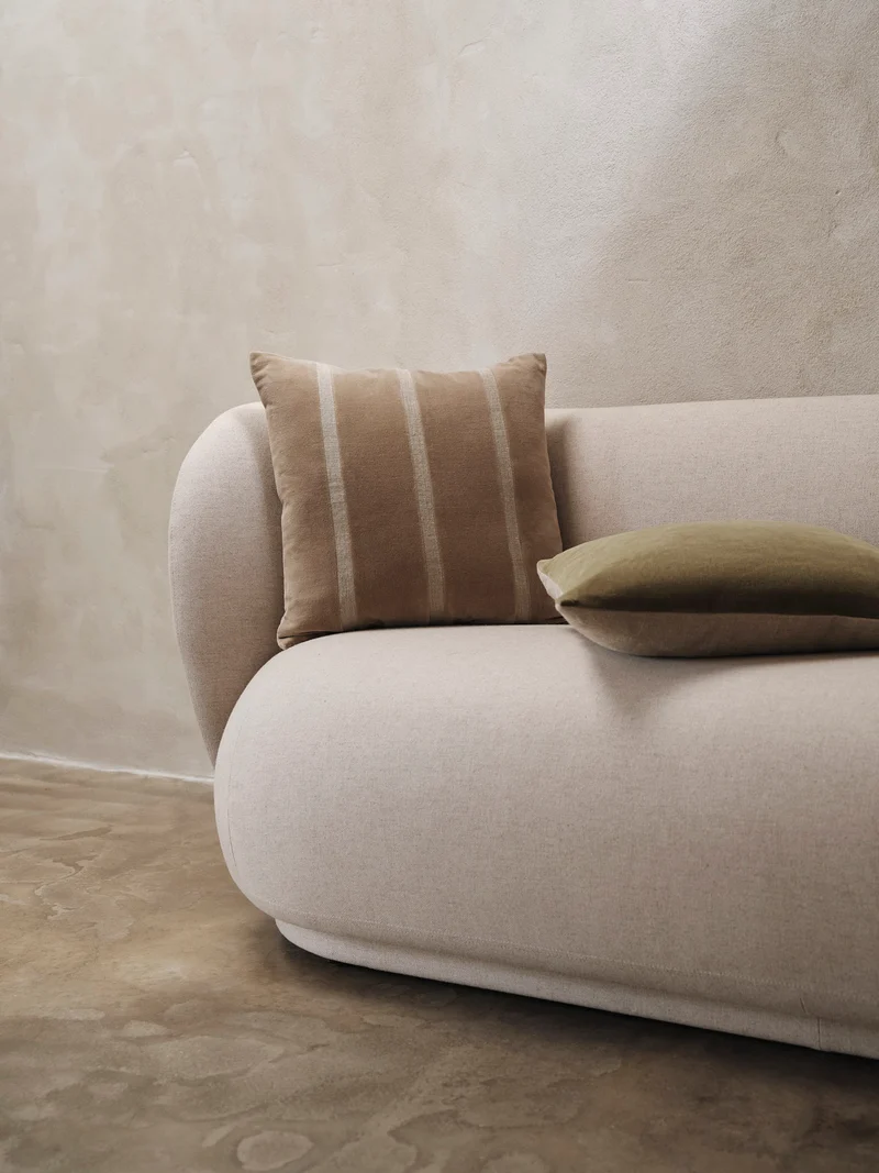 Senti Stripe Cushion - Dark Sand/Linen