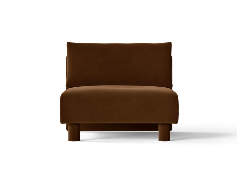 Dase Sofa Center - Rich Velvet - Soft Brown