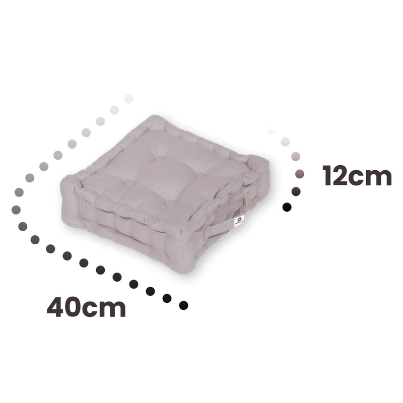 Lot de 2 Coussins de Sol 40x40 Gris Galet - Épais 12cm & Poignée