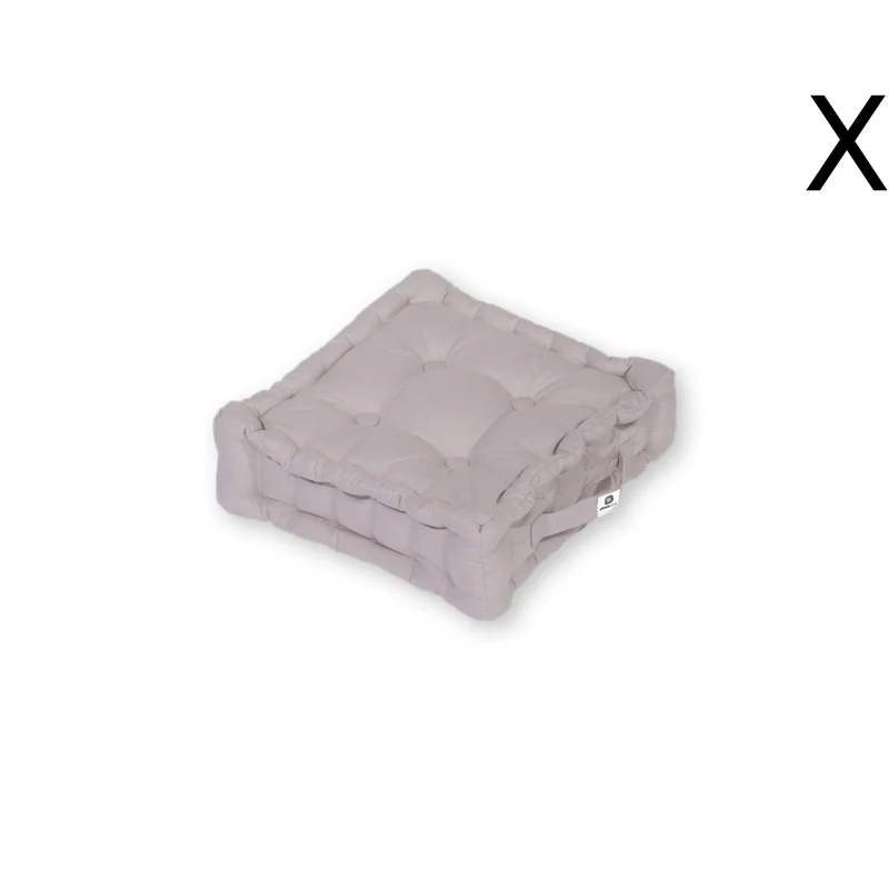 Lot de 2 Coussins de Sol 40x40 Gris Galet - Épais 12cm & Poignée