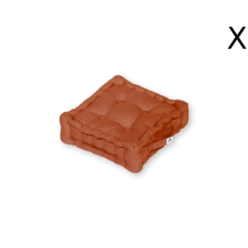 Lot de 2 Coussins de Sol 40x40 Terracotta - Épais 12cm & Poignée