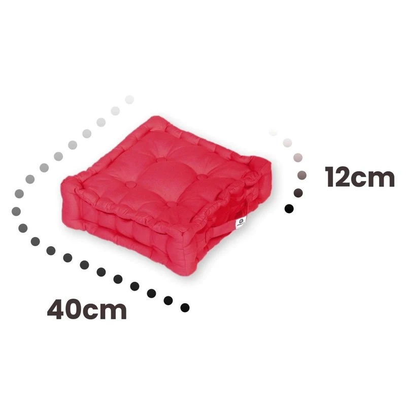 Lot de 2 Coussins de Sol 40x40 Rouge Piment - Épais 12cm & Poignée