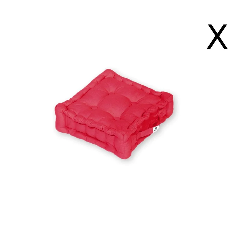 Lot de 2 Coussins de Sol 40x40 Rouge Piment - Épais 12cm & Poignée