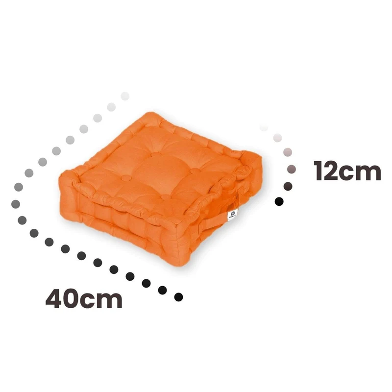 Lot de 2 Coussins de Sol 40x40 Orange - Épais 12cm & Poignée