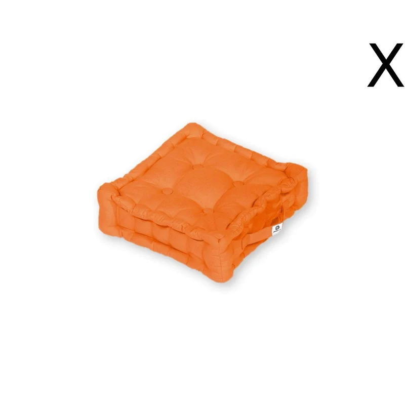 Lot de 2 Coussins de Sol 40x40 Orange - Épais 12cm & Poignée
