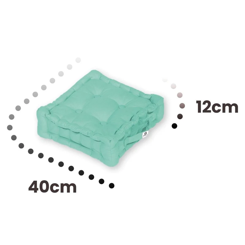 Lot de 2 Coussins de Sol 40x40 Vert Mint - Épais 12cm & Poignée