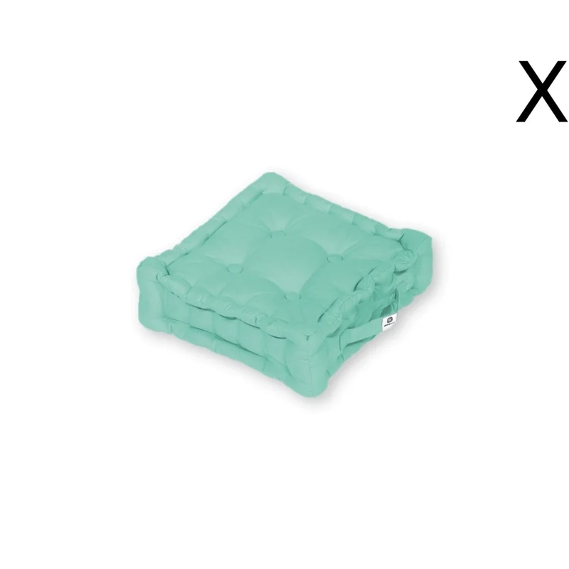 Lot de 2 Coussins de Sol 40x40 Vert Mint - Épais 12cm & Poignée