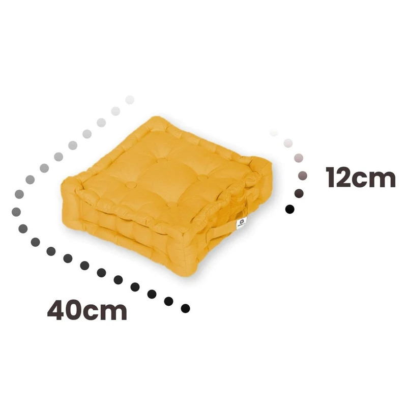 Lot de 2 Coussins de Sol 40x40 Jaune Miel - Épais 12cm & Poignée