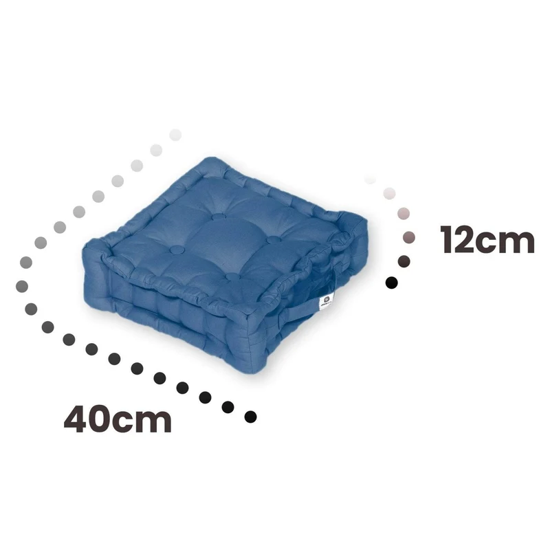 Lot de 2 Coussins de Sol 40x40 Bleu Pétrole - Épais 12cm & Poignée
