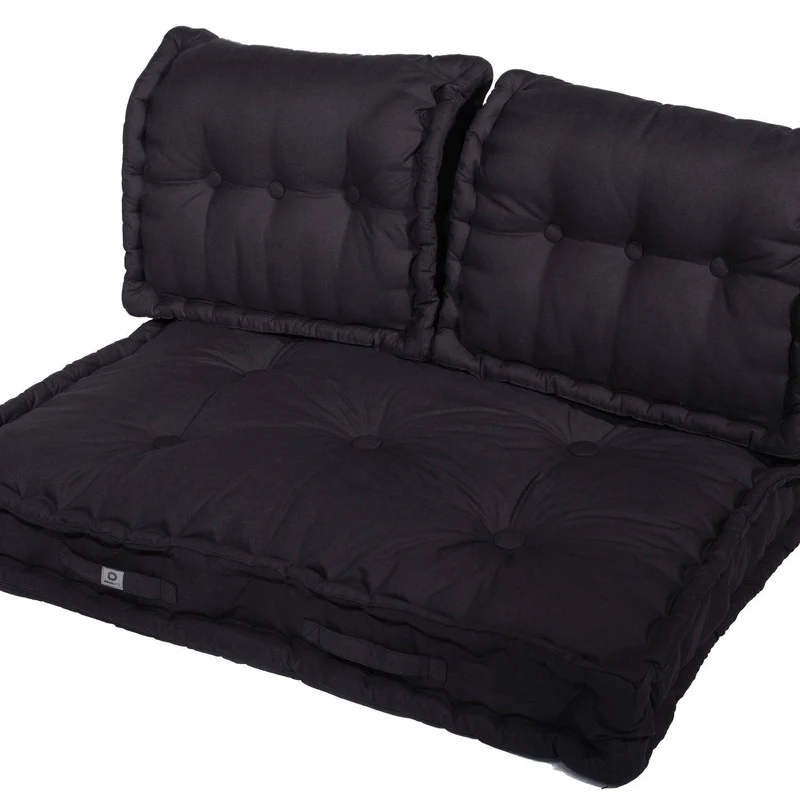 Kit Coussins Palette Europe 120x80 Gris Carbone - Assise XXL Épaisse 20cm (1 Assise + 2 Dossiers)