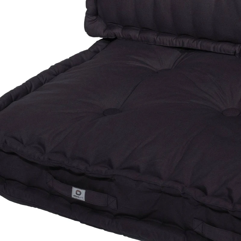 Kit Coussins Palette Europe 120x80 Gris Carbone - Assise XXL Épaisse 20cm (1 Assise + 2 Dossiers)