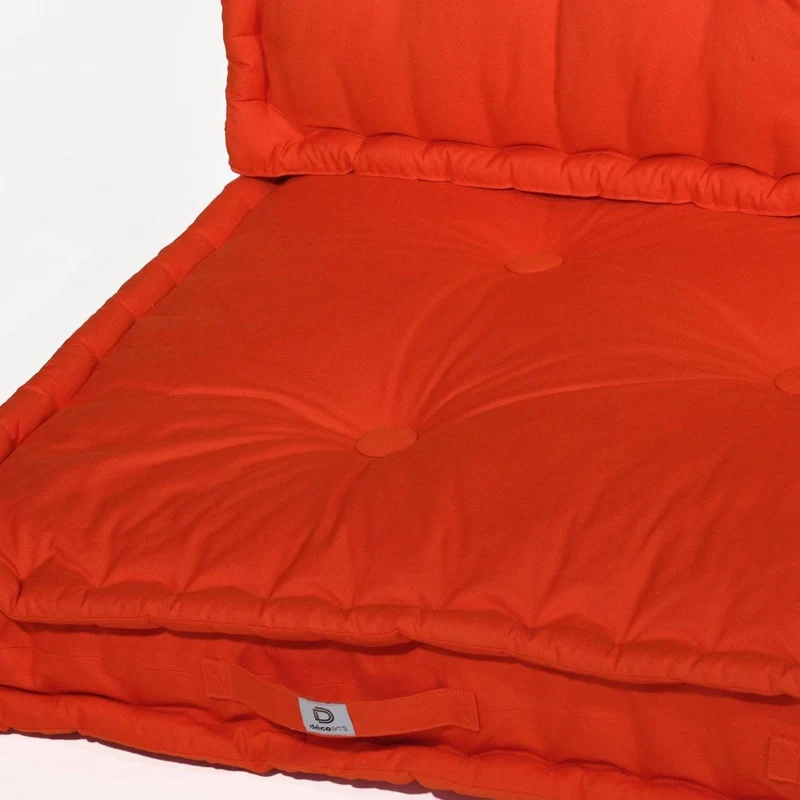Kit Coussins Palette Europe 120x80 Orange - Assise XXL Épaisse 20cm (1 Assise + 2 Dossiers)