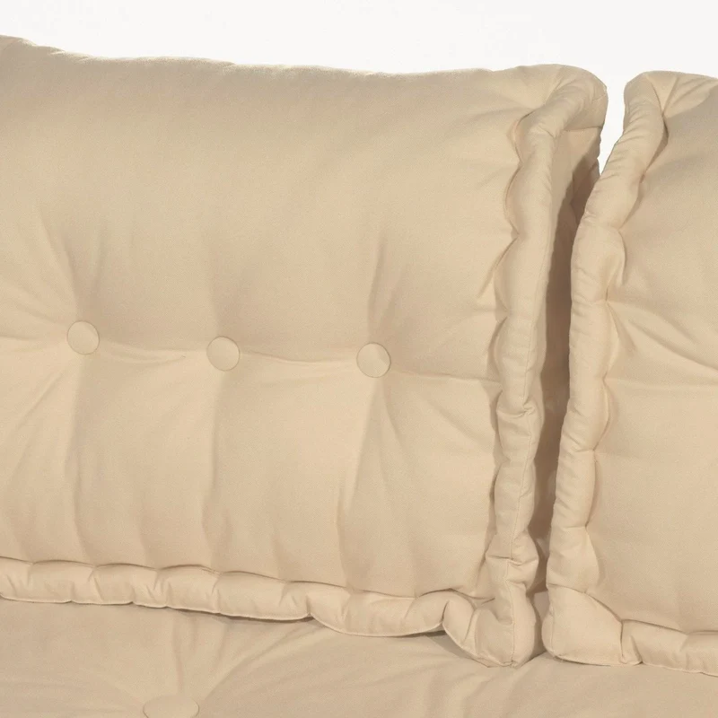 Kit Coussins Palette Europe 120x80 Beige Clair - Assise XXL Épaisse 20cm (1 Assise + 2 Dossiers)