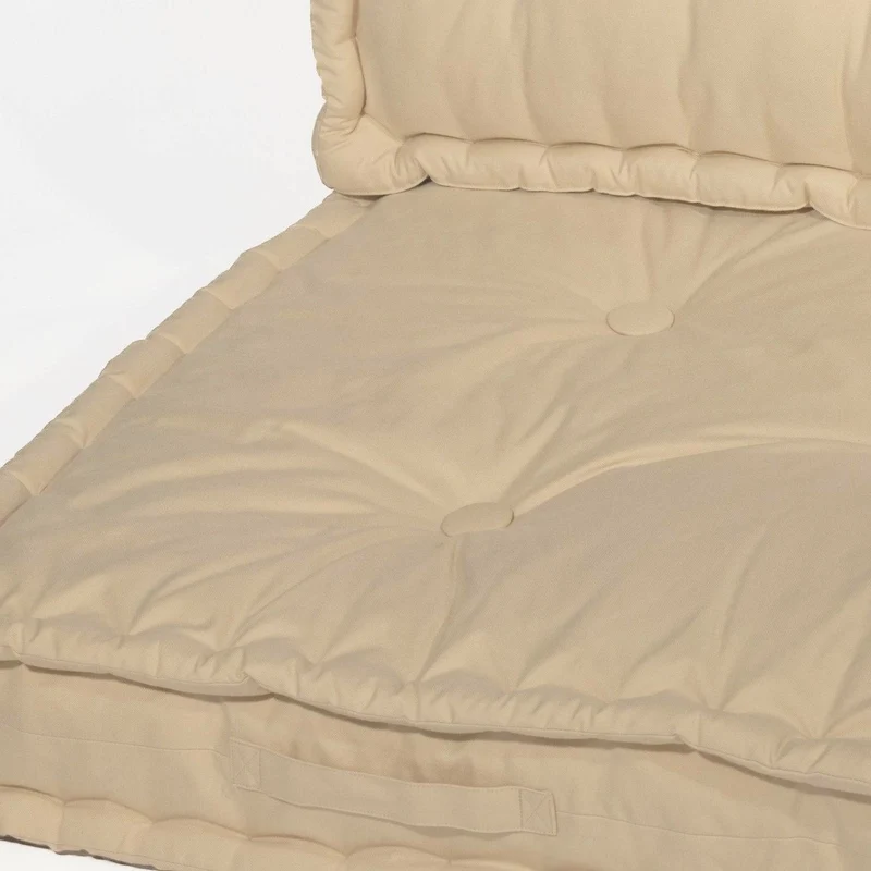 Kit Coussins Palette Europe 120x80 Beige Clair - Assise XXL Épaisse 20cm (1 Assise + 2 Dossiers)