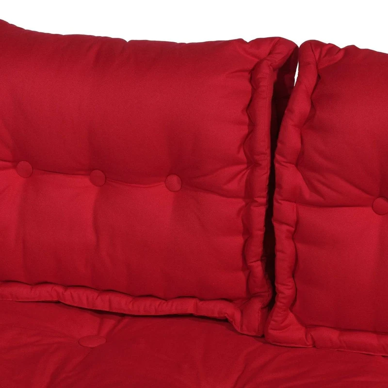 Kit Coussins Palette Europe 120x80 Rouge Piment - Assise XXL Épaisse 20cm (1 Assise + 2 Dossiers)