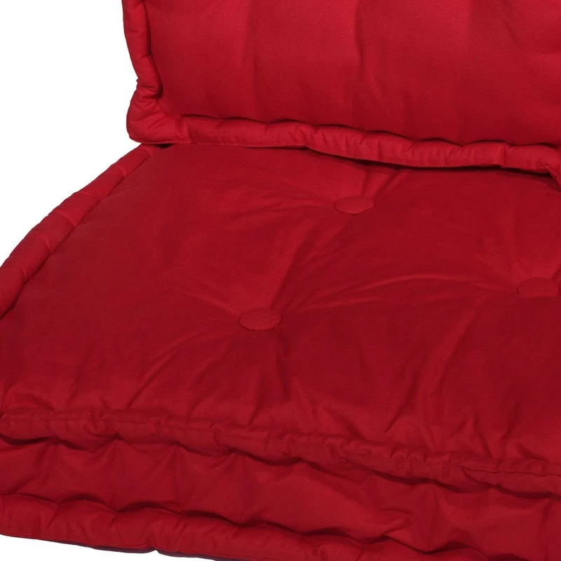 Kit Coussins Palette Europe 120x80 Rouge Piment - Assise XXL Épaisse 20cm (1 Assise + 2 Dossiers)