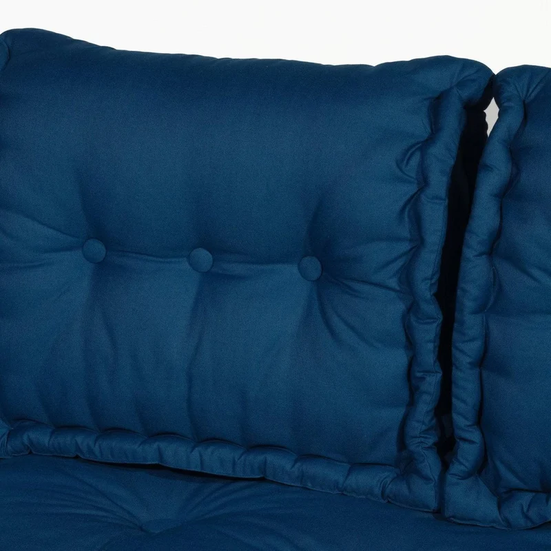 Kit Coussins Palette Europe 120x80 Bleu Pétrole - Assise XXL Épaisse 20cm (1 Assise + 2 Dossiers)