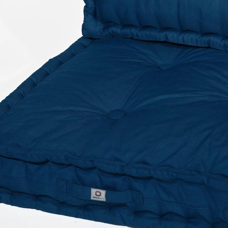 Kit Coussins Palette Europe 120x80 Bleu Pétrole - Assise XXL Épaisse 20cm (1 Assise + 2 Dossiers)