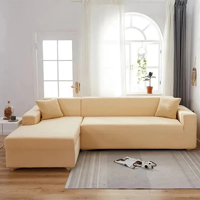 Housse de Canapé d’Angle Beige