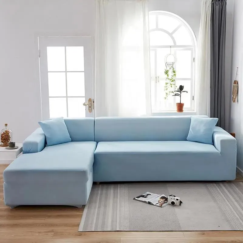 Housse de Canapé d’Angle Bleu Clair