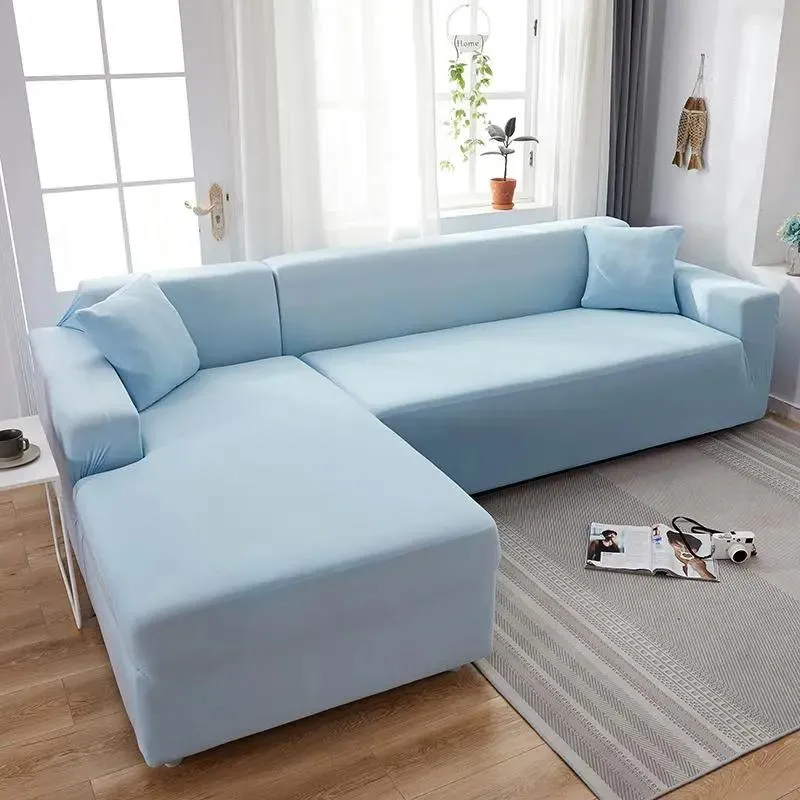 Housse de Canapé d’Angle Bleu Clair