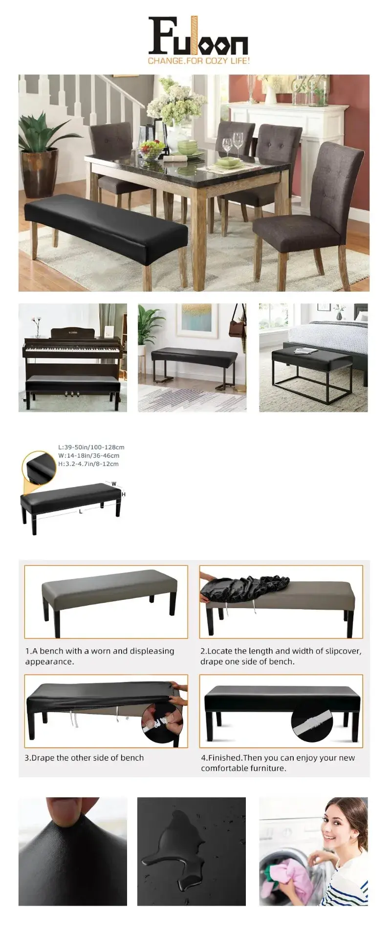 Housse Banquette Imperméable PU LUMINO