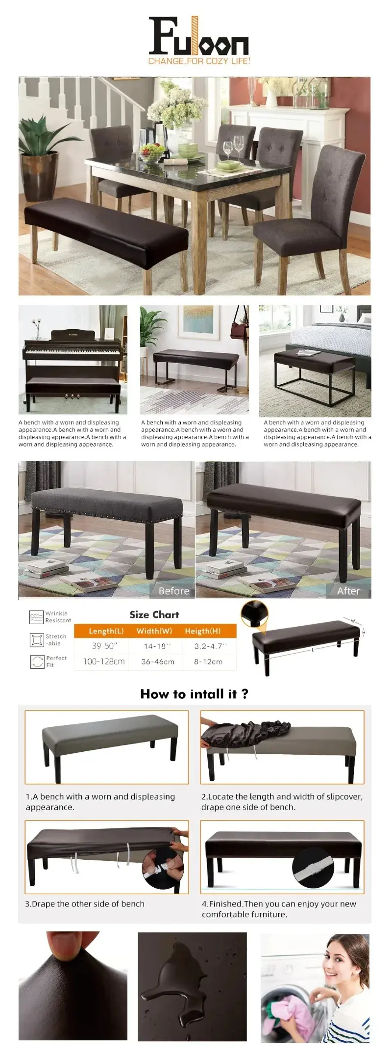 Housse Banquette Imperméable PU LUMINO