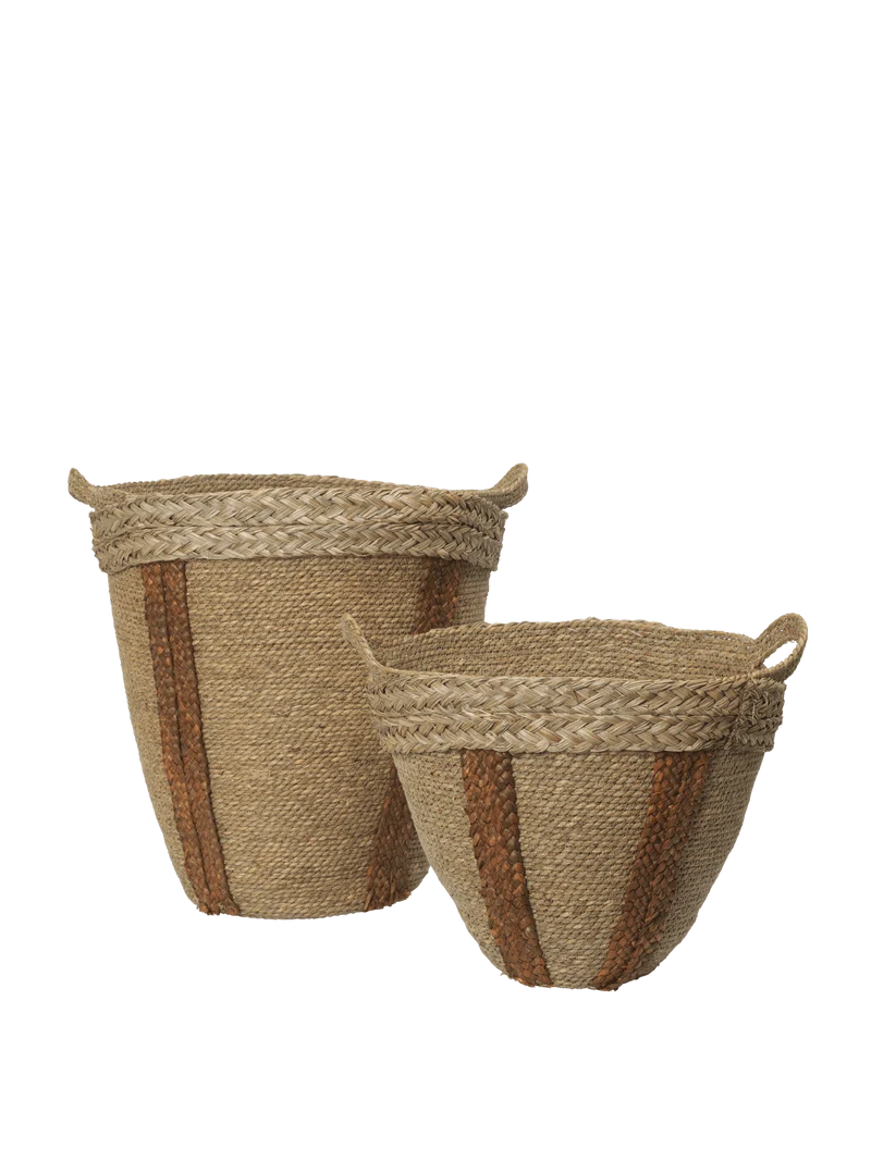Mar Woven Baskets - Set of 2 - Natural/Red Brown