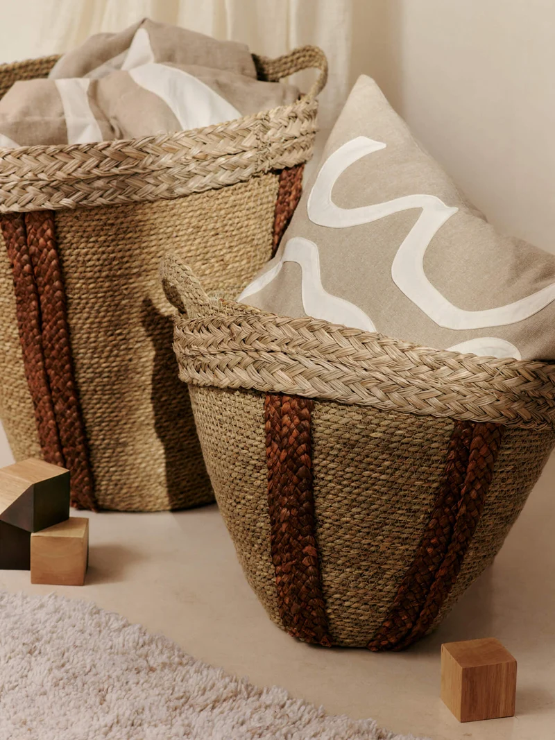 Mar Woven Baskets - Set of 2 - Natural/Red Brown
