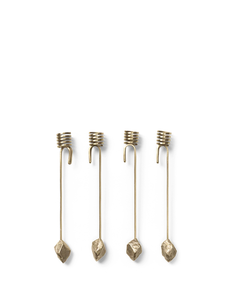 Stone Christmas Tree Candle Holders - set of 4 - Brass