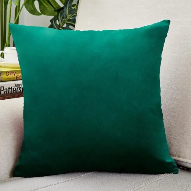 Housse de Coussin Velours 40x40cm Vert Forêt