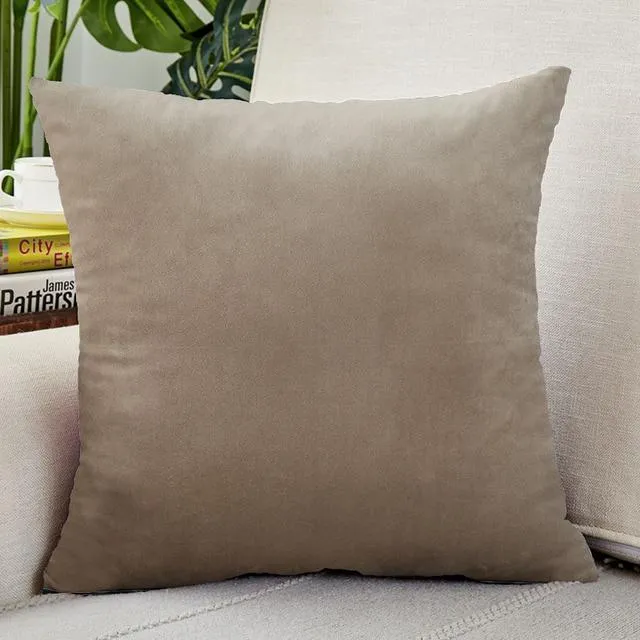 Housse de Coussin Velours 40x40cm Taupe