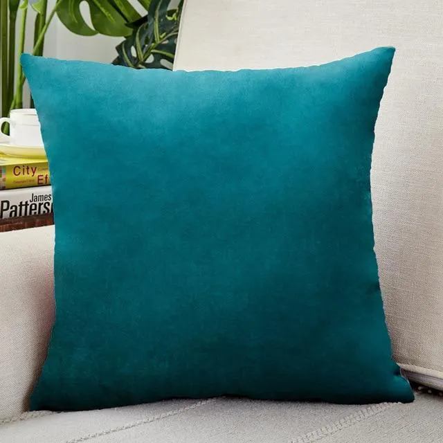 Housse de Coussin Velours 40x40cm Bleu Canard