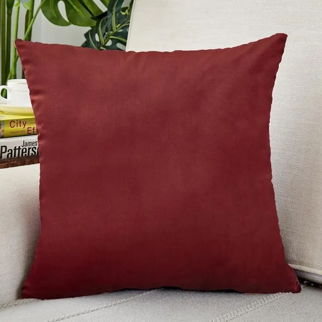 Housse de Coussin Velours 45x45cm Rouge Framboise