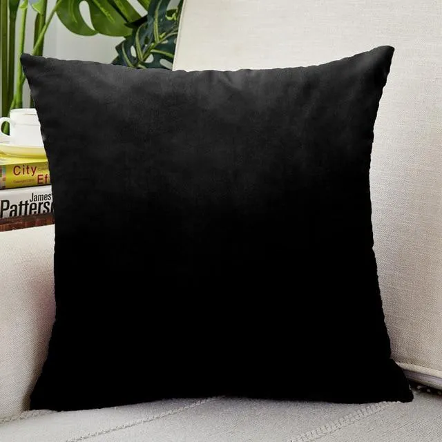 Housse de Coussin Velours 45x45cm Noir