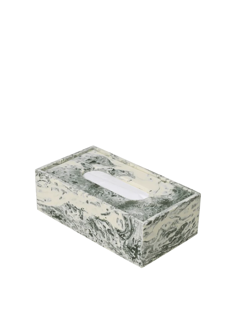 Mist Tissue Box - Emerald Off-White